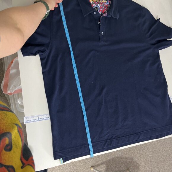 Robert Graham Navy Blue Skull Polo Shirt Mens Size XL - Picture 6 of 7